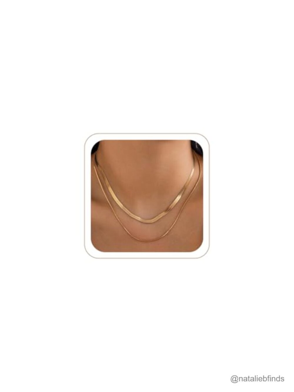 2PCS Herringbone Necklace Set for Women 14K Gold Plated Snake Chain Dainty
